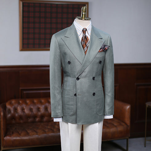 Brown Double-Breasted Linen Suit – Inspired by Classic Men’s Linen Suits Plus Size